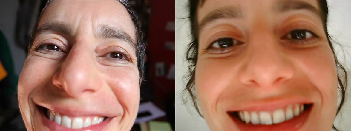 Le sourire en gros plan déformé. Ça fait du bien de la voir rire avec ses petits cheveux qui tournent autour. Je l'imite amusée et me force 